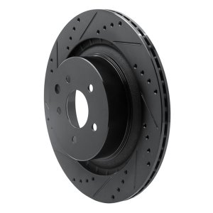 Infiniti Q60 Brake Rotor (1) - Rear Left - R1 Concepts - Drilled & Slotted - Black - `08-`25